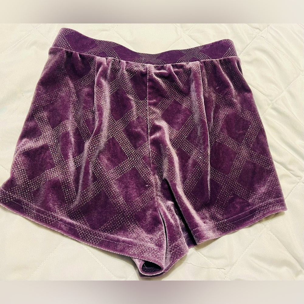 New SHEIN Purple Sexy Velvet  Sparkle Festival Shorts Woman’s Small Bohemian Fun